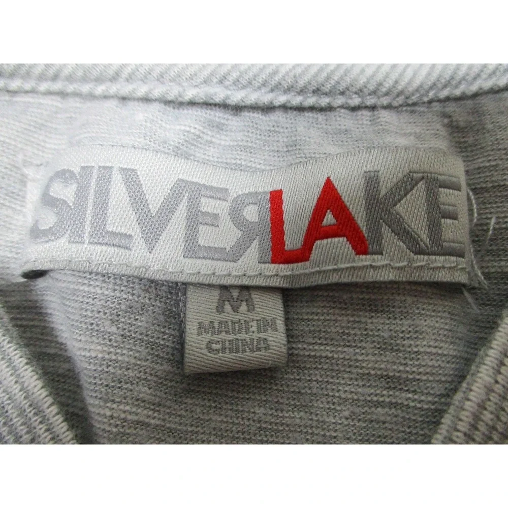 Silver Lake Shirt Mens Medium Gray Henley‎ Short Sleeve Raglan Cotton Blend